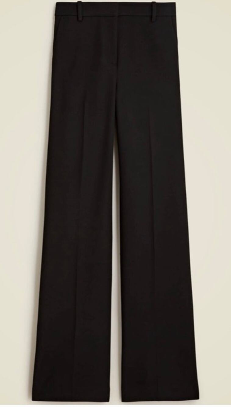 New! J.Crew Classic Carremans Wide Leg Trousers Four Seaso Black Size 8P $158 #